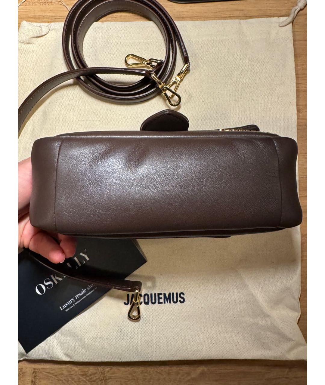 JACQUEMUS Коричневая кожаная сумка через плечо, фото 6
