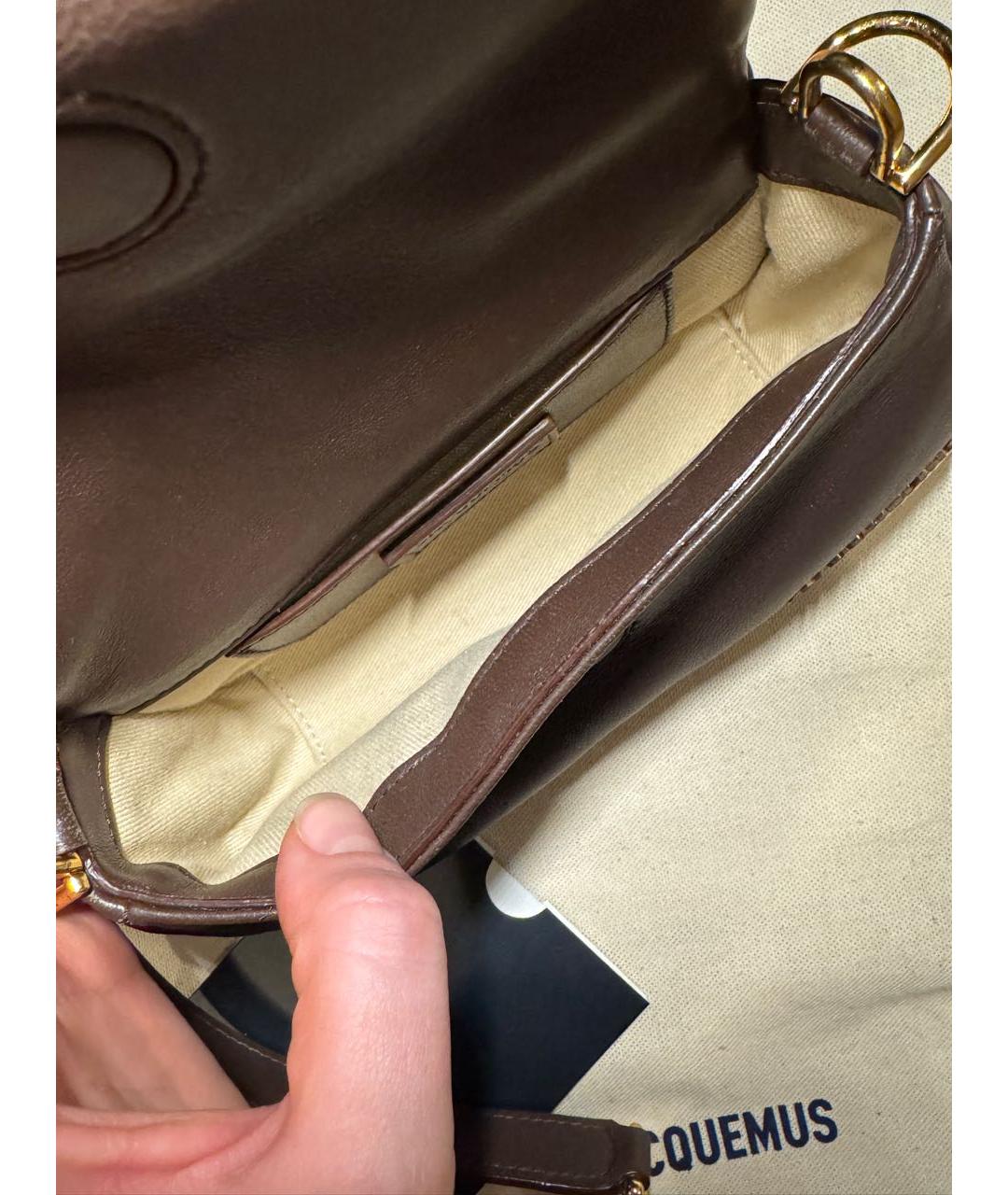 JACQUEMUS Коричневая кожаная сумка через плечо, фото 4
