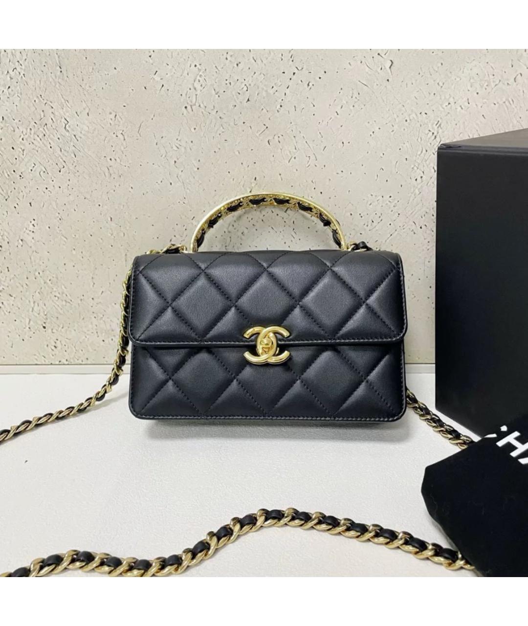 CHANEL Черная кожаная сумка через плечо, фото 6