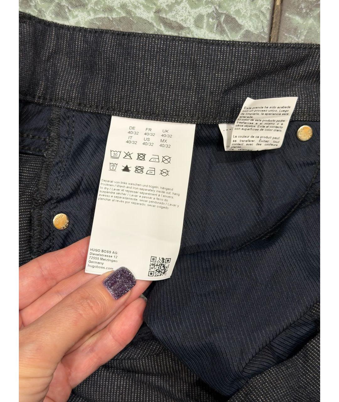 HUGO BOSS Темно-синие полиэстеровые повседневные брюки, фото 6