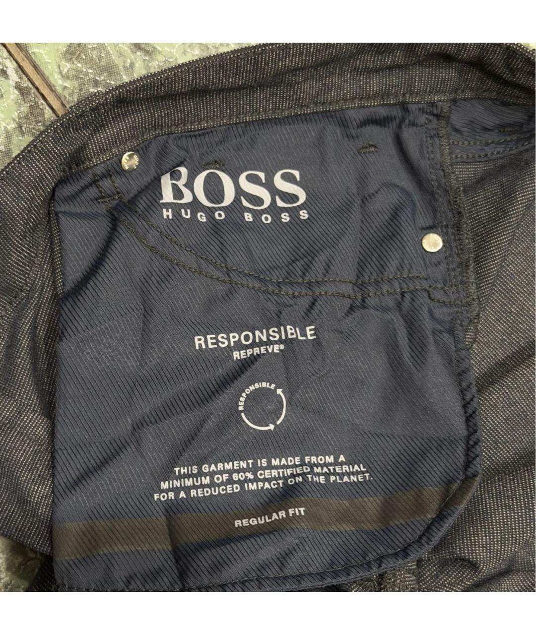 HUGO BOSS Темно-синие полиэстеровые повседневные брюки, фото 2