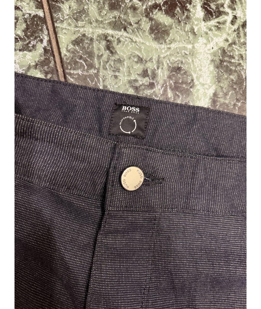 HUGO BOSS Темно-синие полиэстеровые повседневные брюки, фото 3