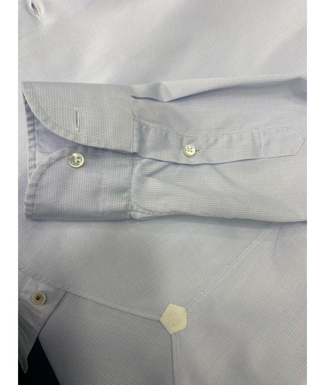 LORO PIANA Голубая хлопковая классическая рубашка, фото 4