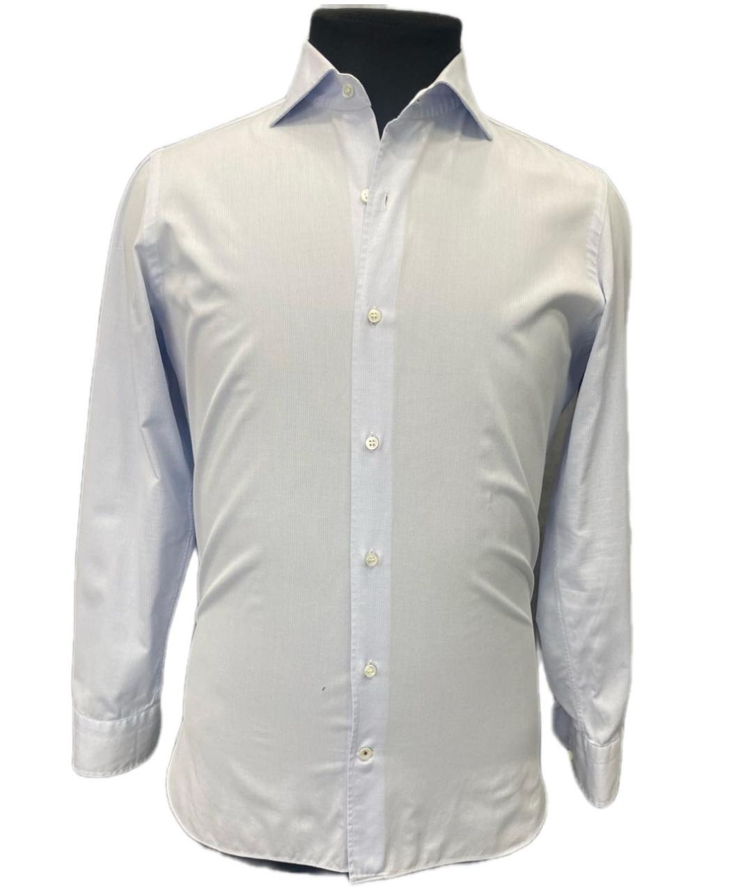 LORO PIANA Голубая хлопковая классическая рубашка, фото 5