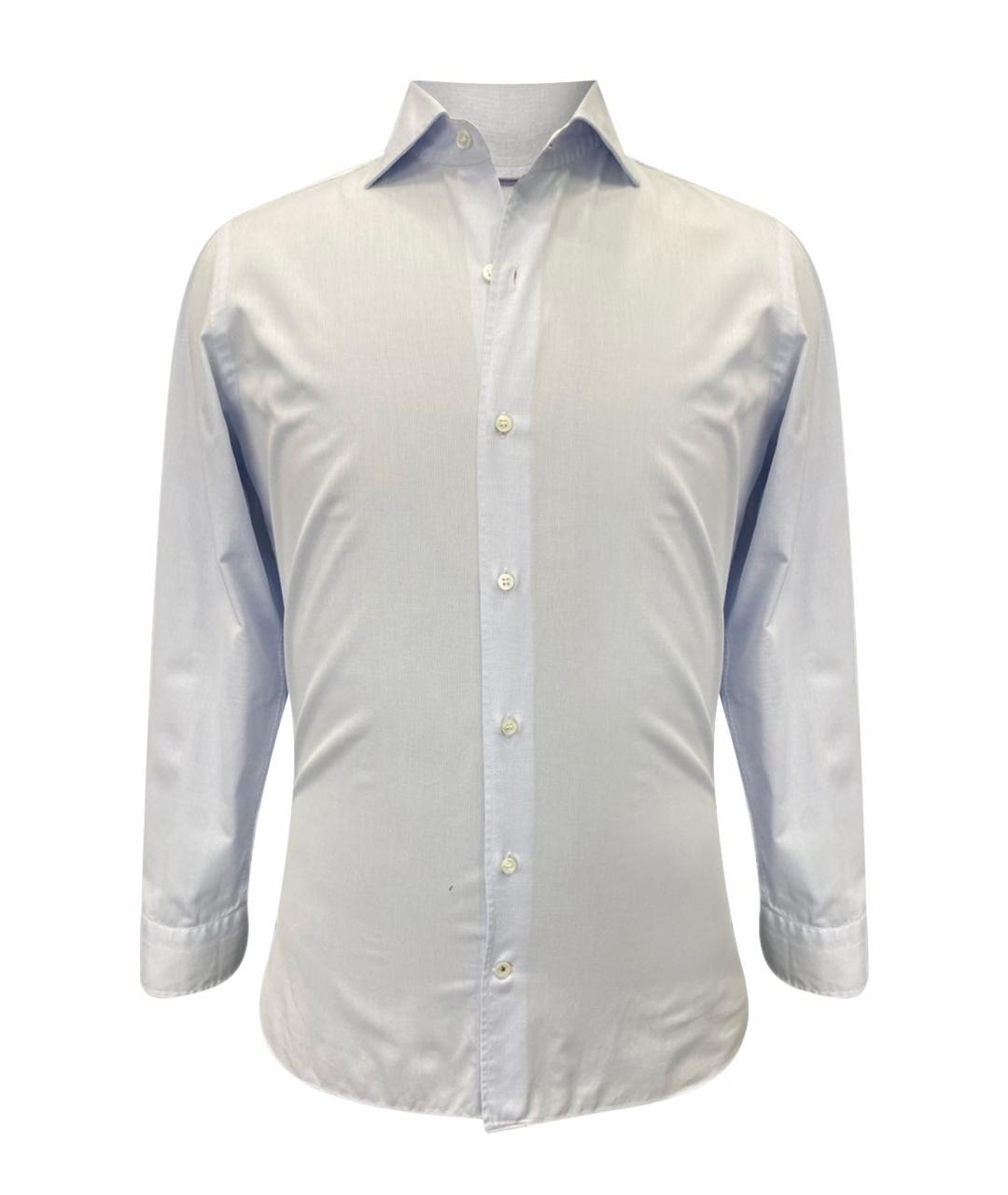 LORO PIANA Голубая хлопковая классическая рубашка, фото 1