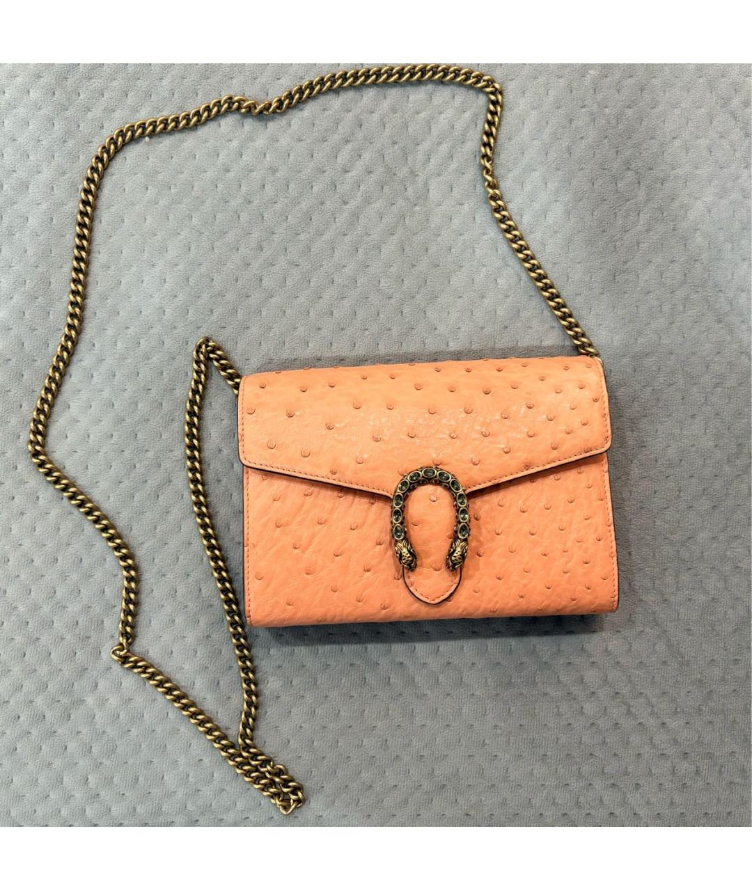 GUCCI Коралловая сумка через плечо из экзотической кожи, фото 6