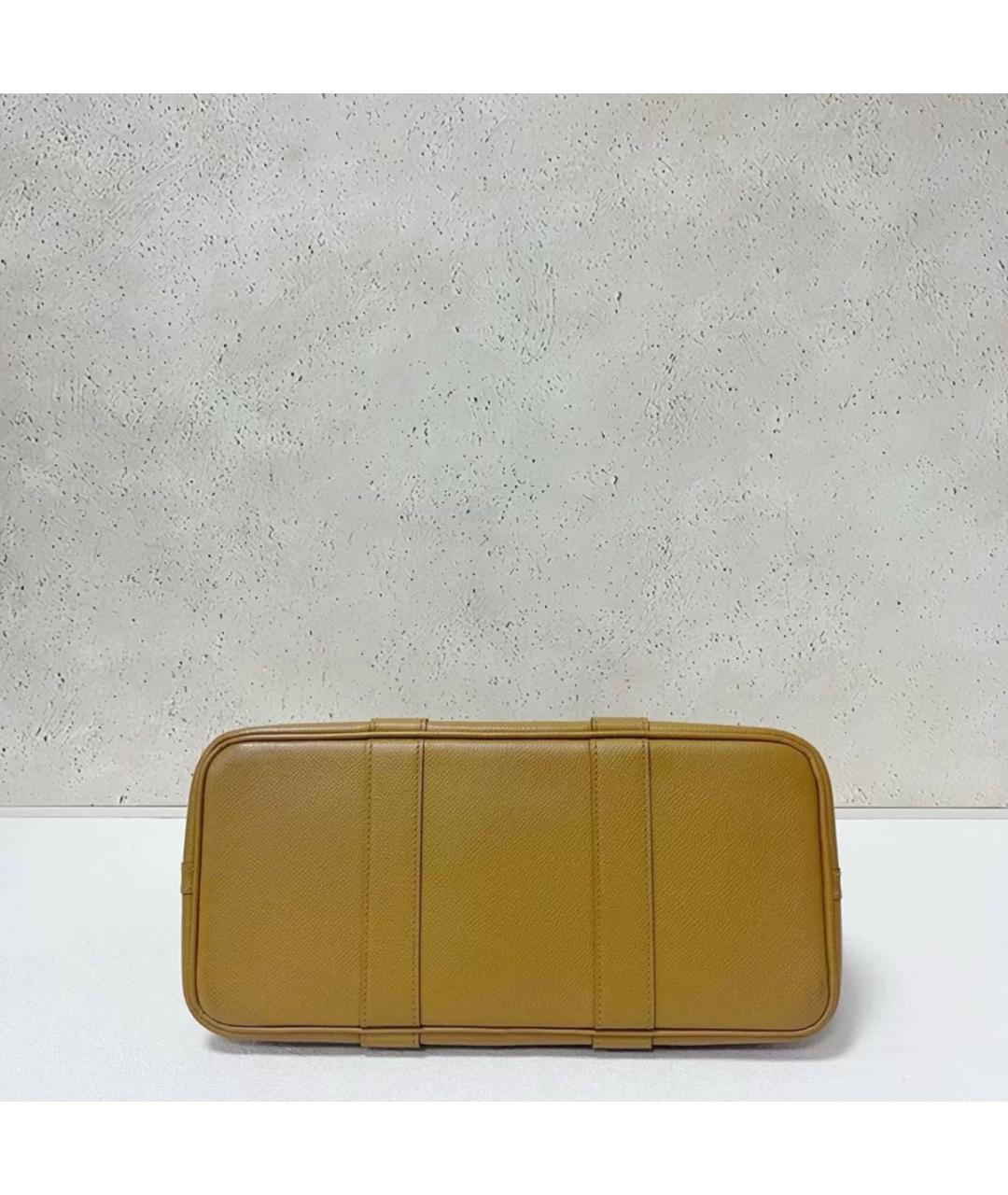 HERMES Горчичная кожаная сумка тоут, фото 4