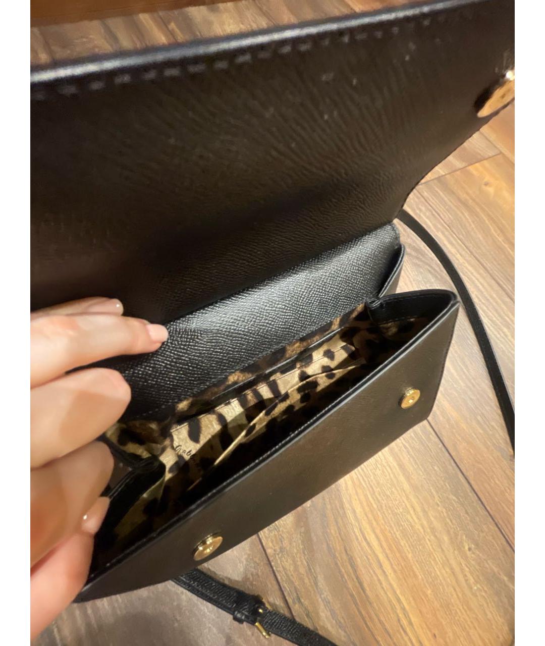 DOLCE&GABBANA Черная кожаная сумка с короткими ручками, фото 3