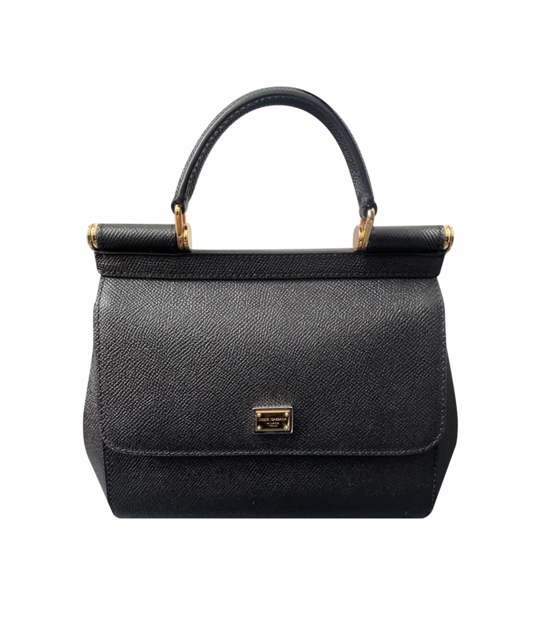 DOLCE&GABBANA Черная кожаная сумка с короткими ручками, фото 1