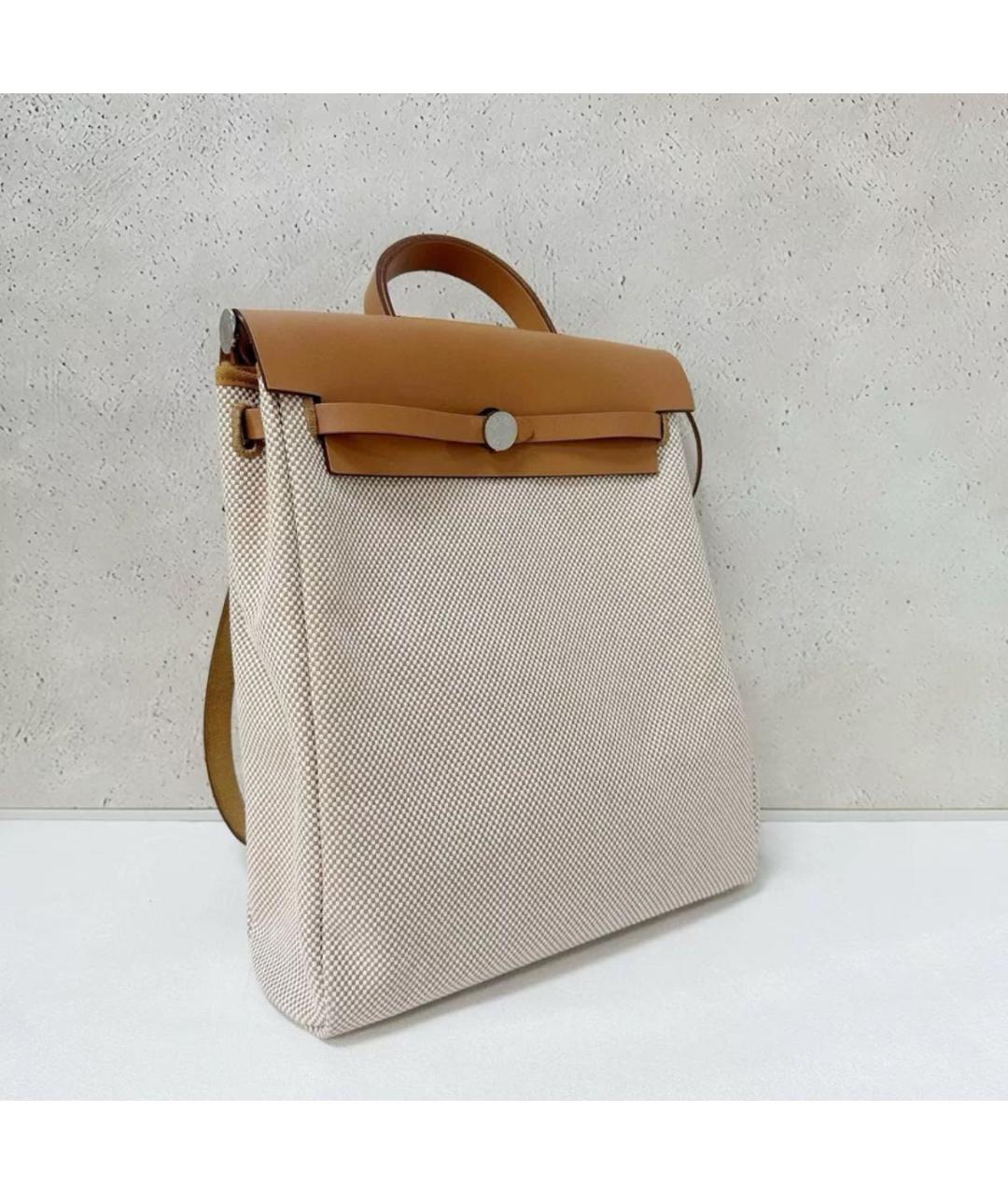HERMES Бежевый тканевый рюкзак, фото 3