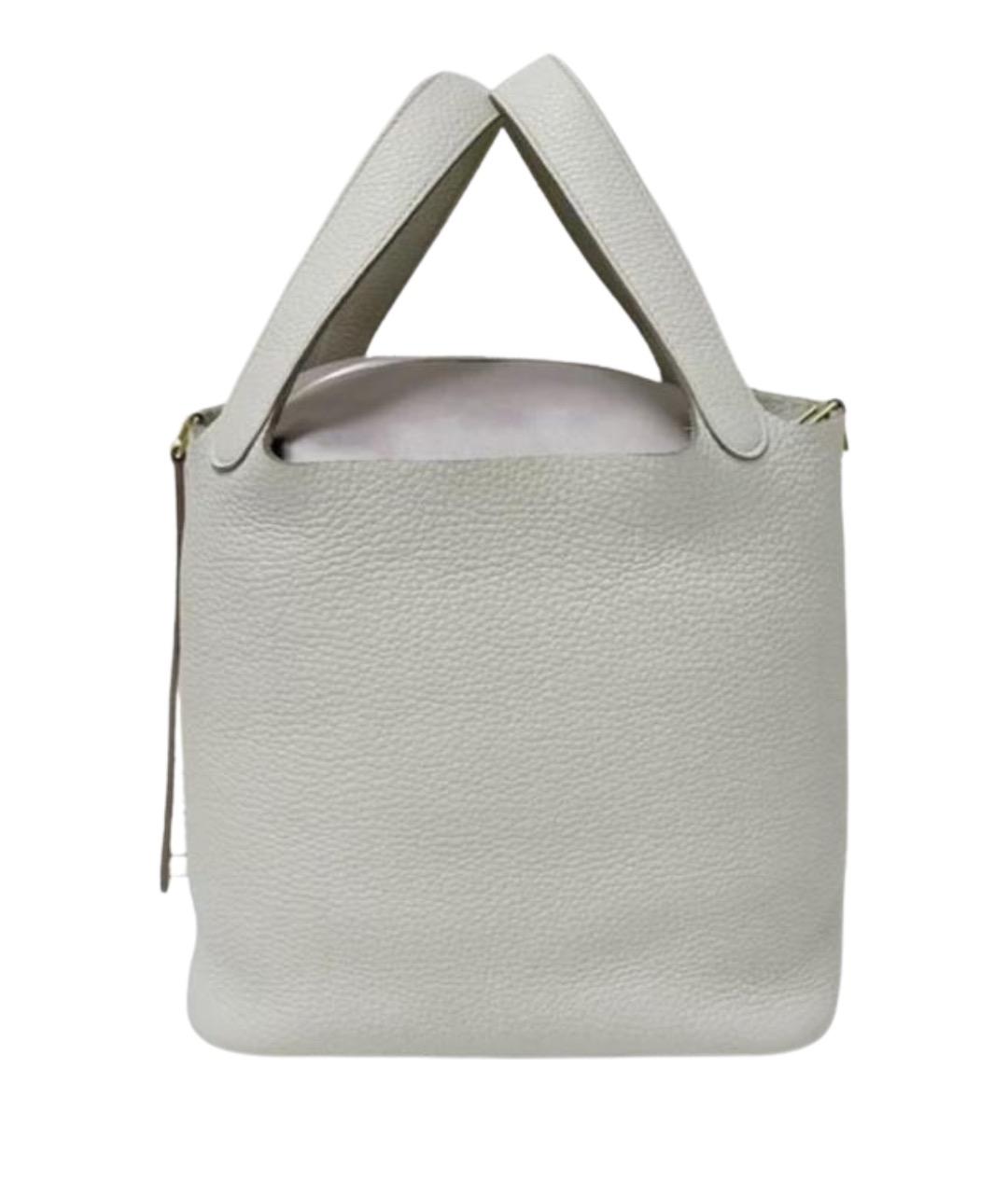 HERMES Белая кожаная сумка тоут, фото 1