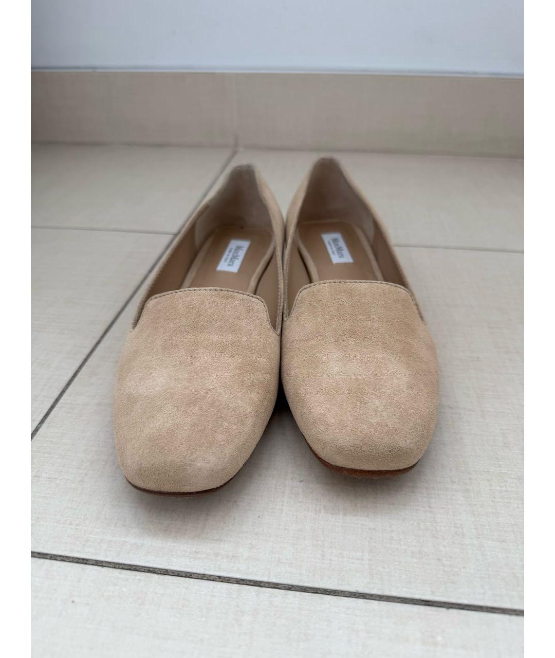 MAX MARA Бежевые замшевые балетки, фото 2