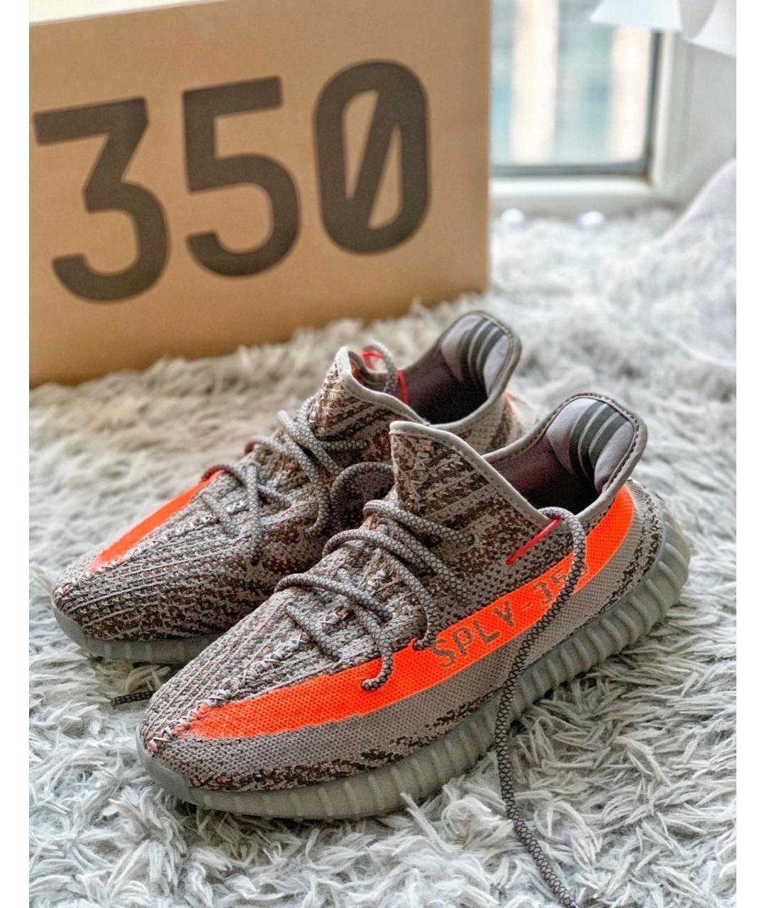 ADIDAS YEEZY Антрацитовые текстильные низкие кроссовки / кеды, фото 2