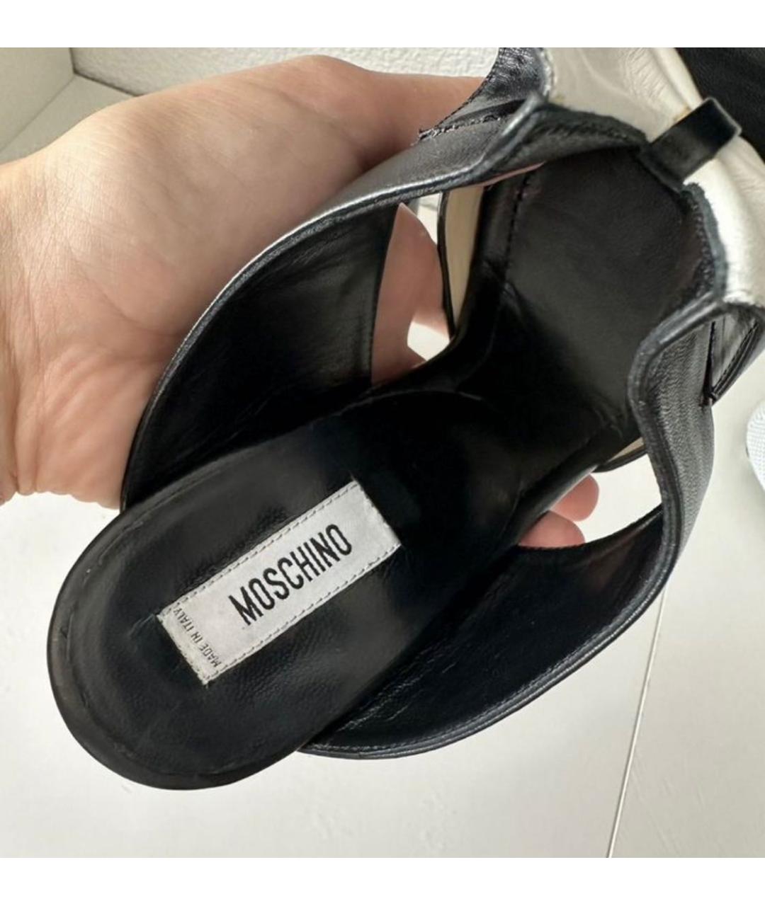 MOSCHINO Черные кожаные босоножки, фото 3