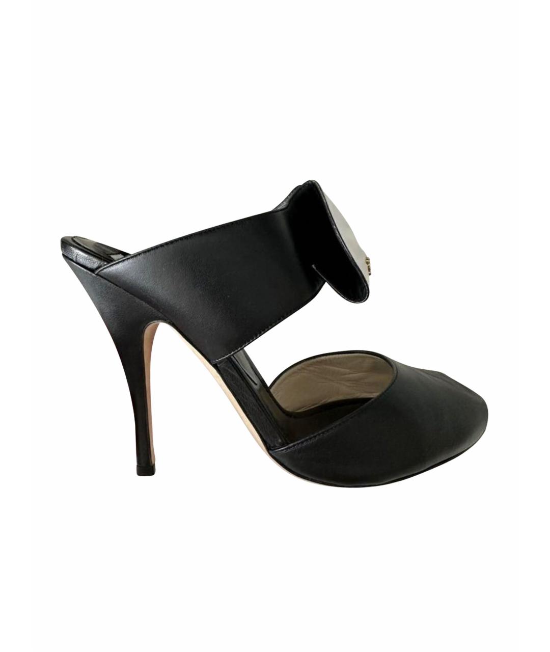 MOSCHINO Черные кожаные босоножки, фото 1