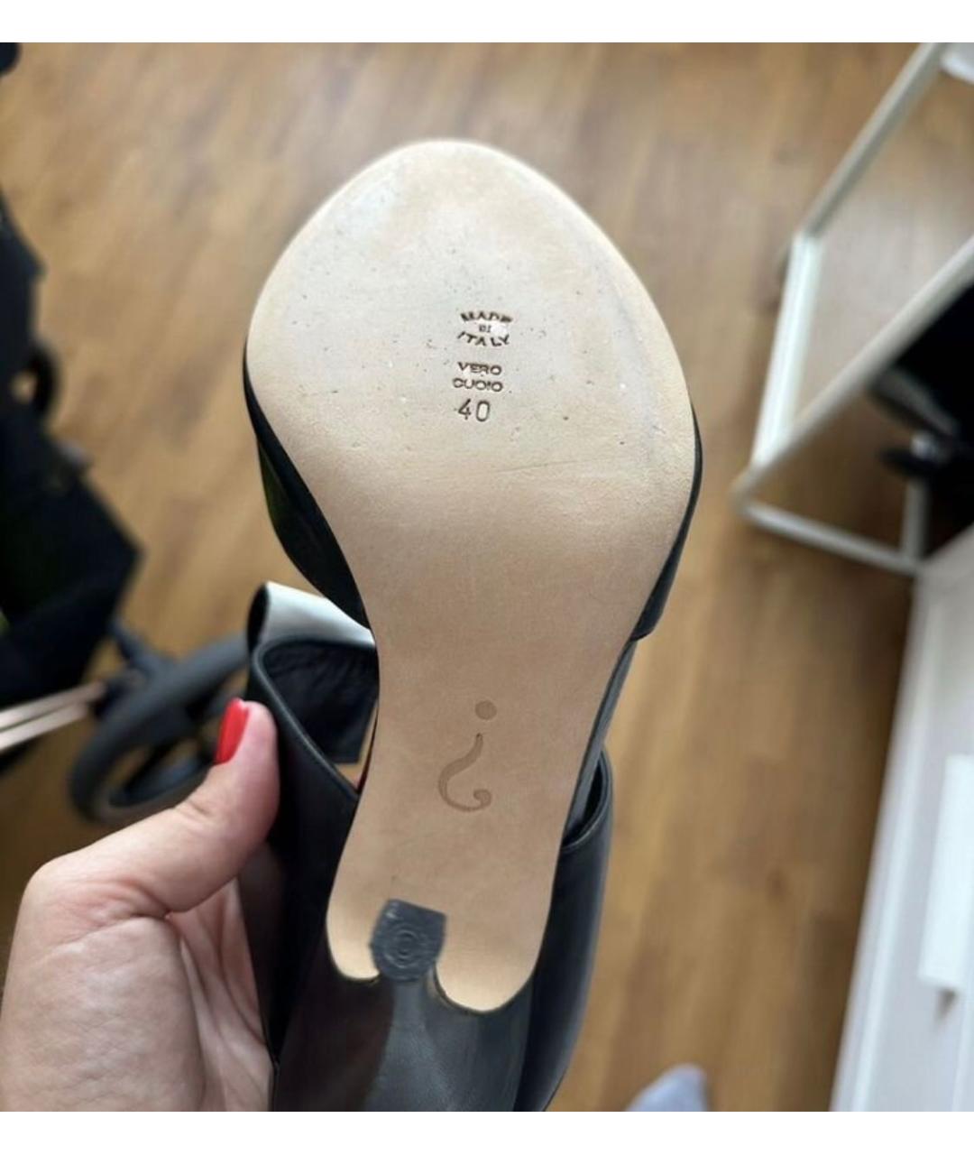 MOSCHINO Черные кожаные босоножки, фото 6