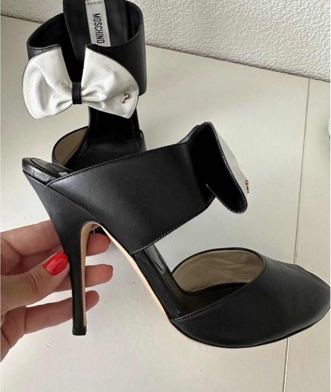 MOSCHINO Черные кожаные босоножки, фото 8