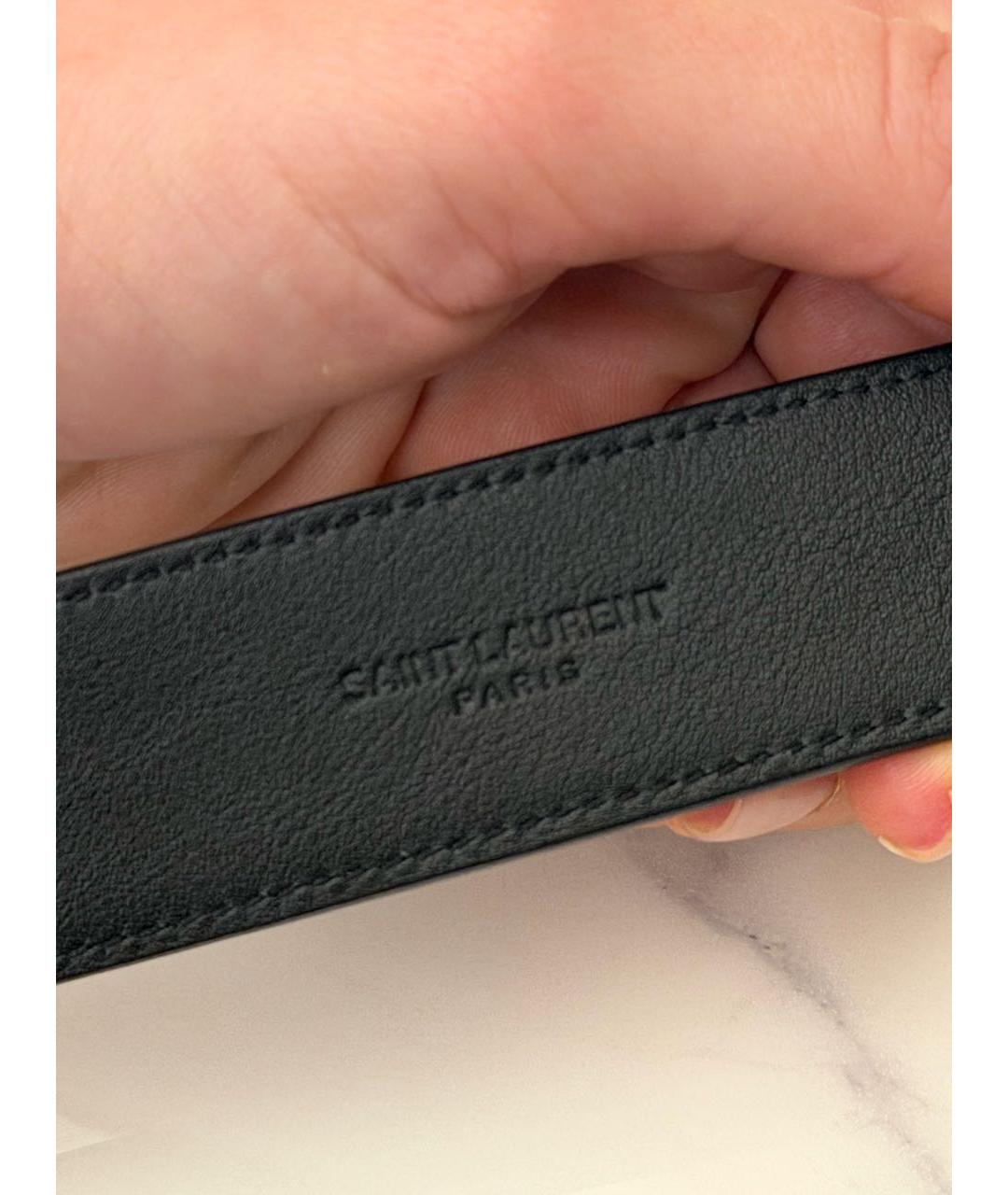 SAINT LAURENT Черный кожаный ремень, фото 7