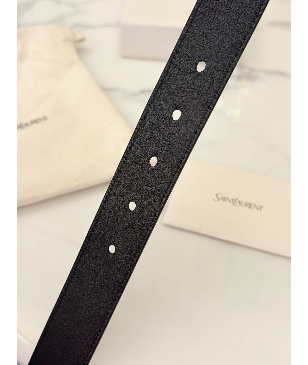SAINT LAURENT Черный кожаный ремень, фото 3