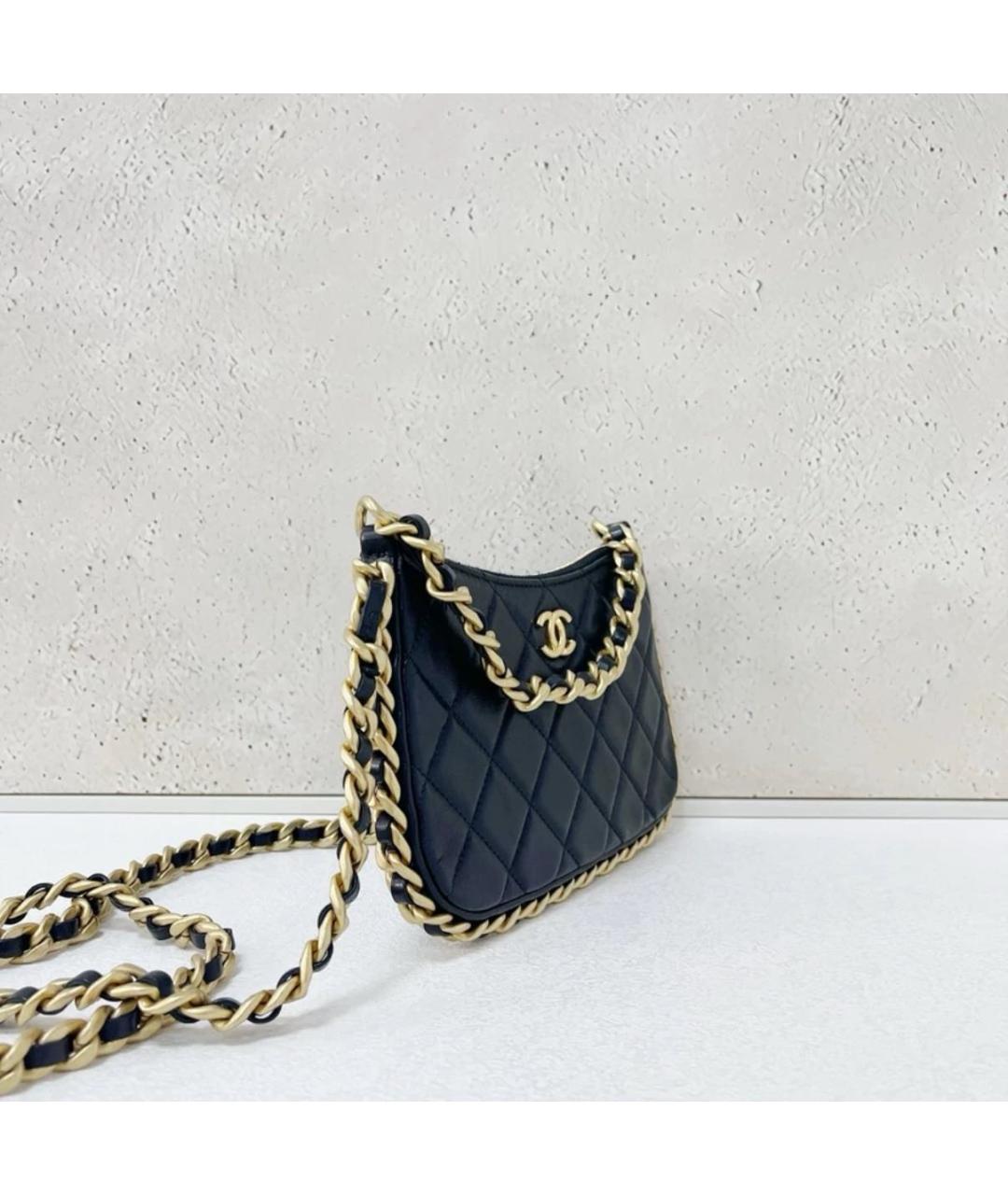 CHANEL Черная кожаная сумка через плечо, фото 3