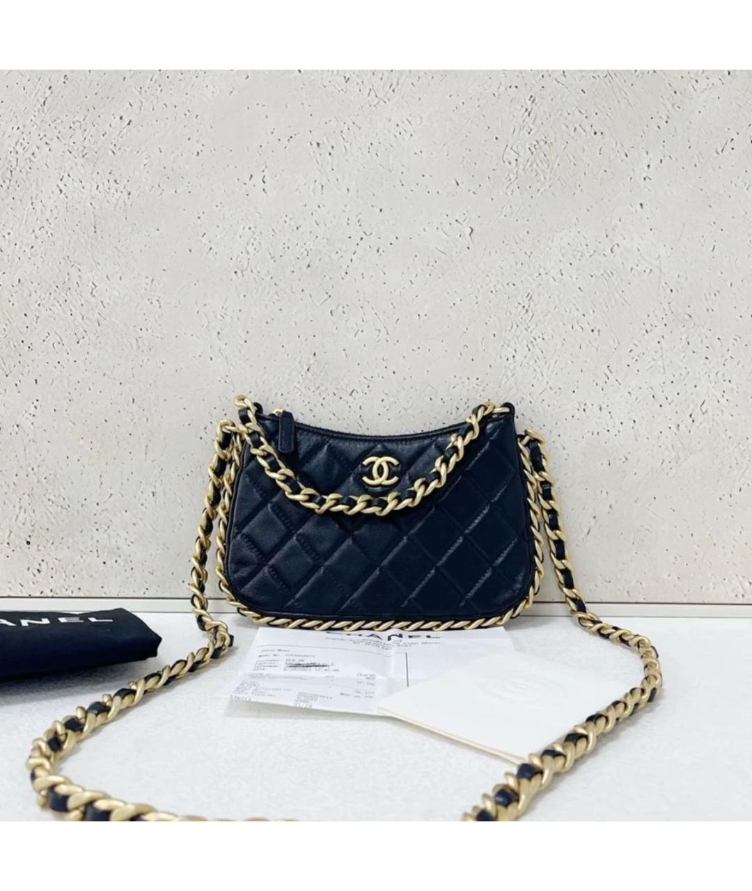 CHANEL Черная кожаная сумка через плечо, фото 6