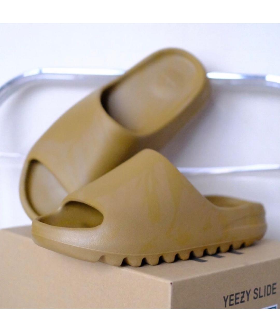 ADIDAS YEEZY Коричневые резиновые шлепанцы, фото 2