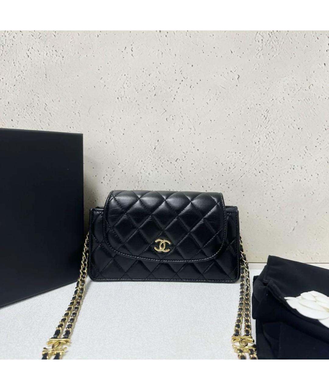 CHANEL Черная кожаная сумка через плечо, фото 6