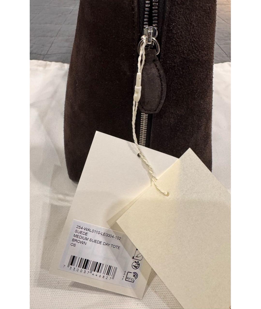 TOTEME Коричневая замшевая сумка с короткими ручками, фото 5