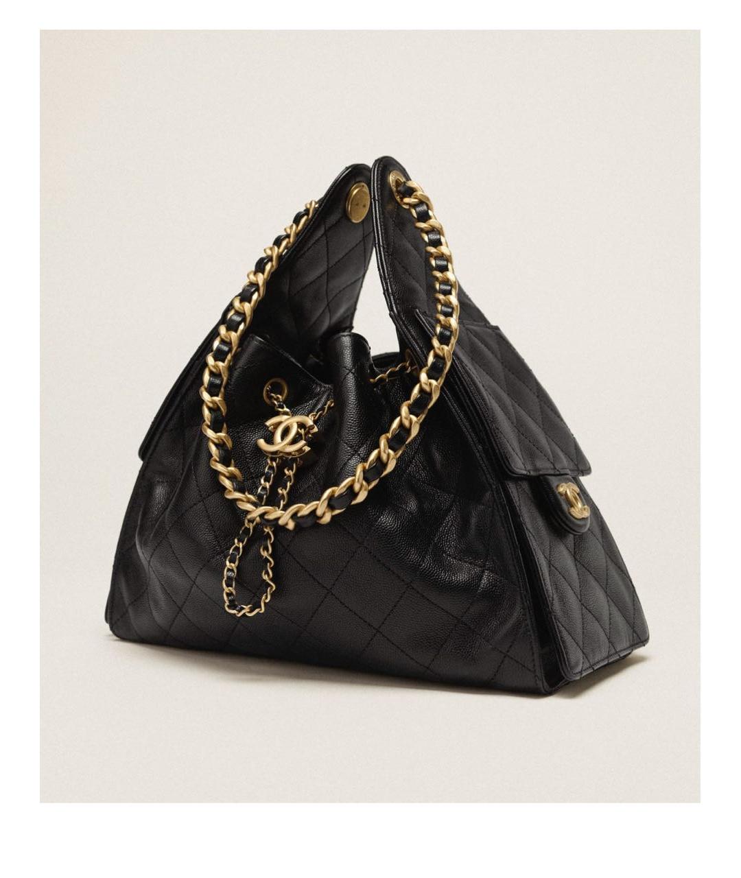 CHANEL Черная кожаная сумка с короткими ручками, фото 2