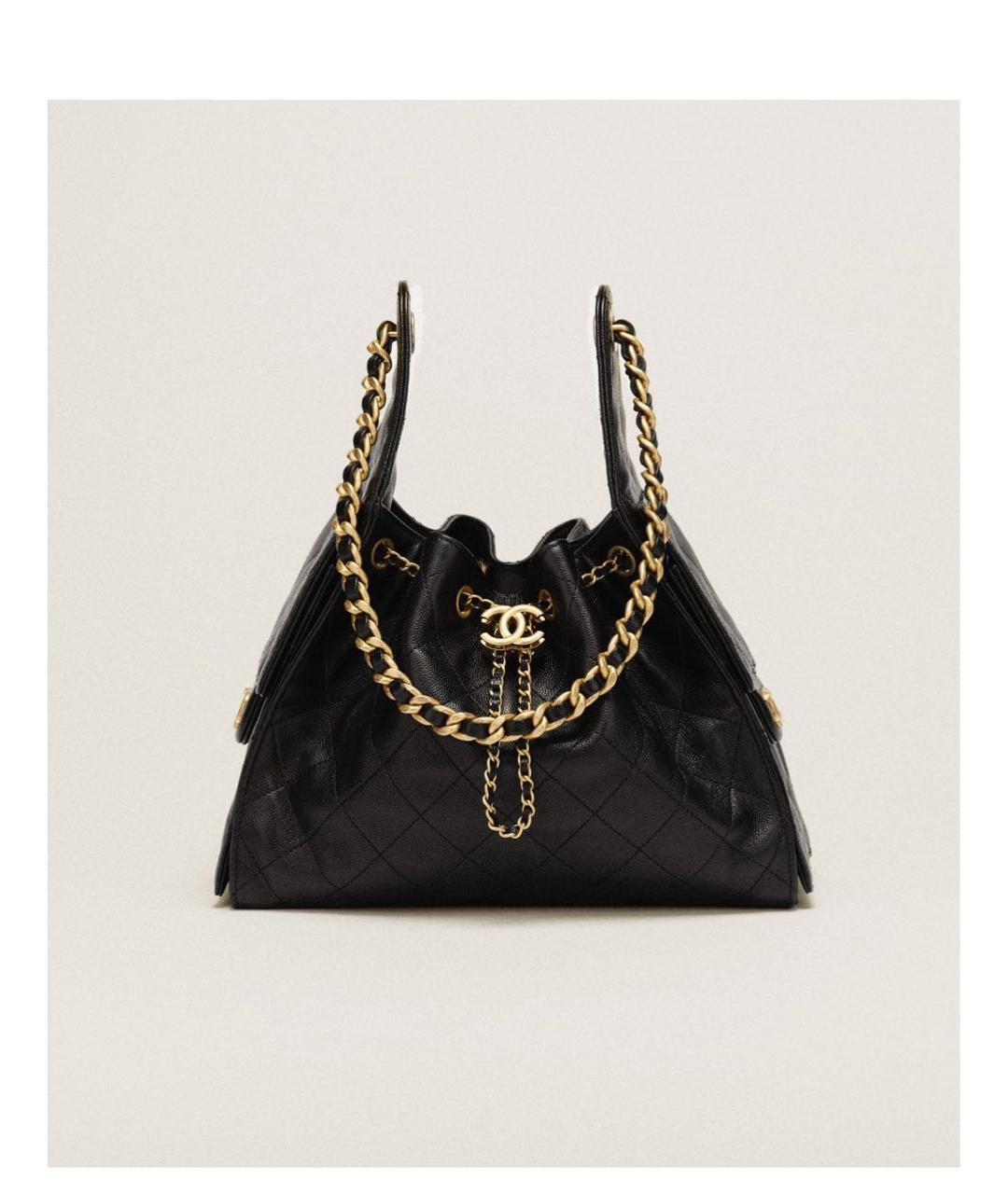 CHANEL Черная кожаная сумка с короткими ручками, фото 1