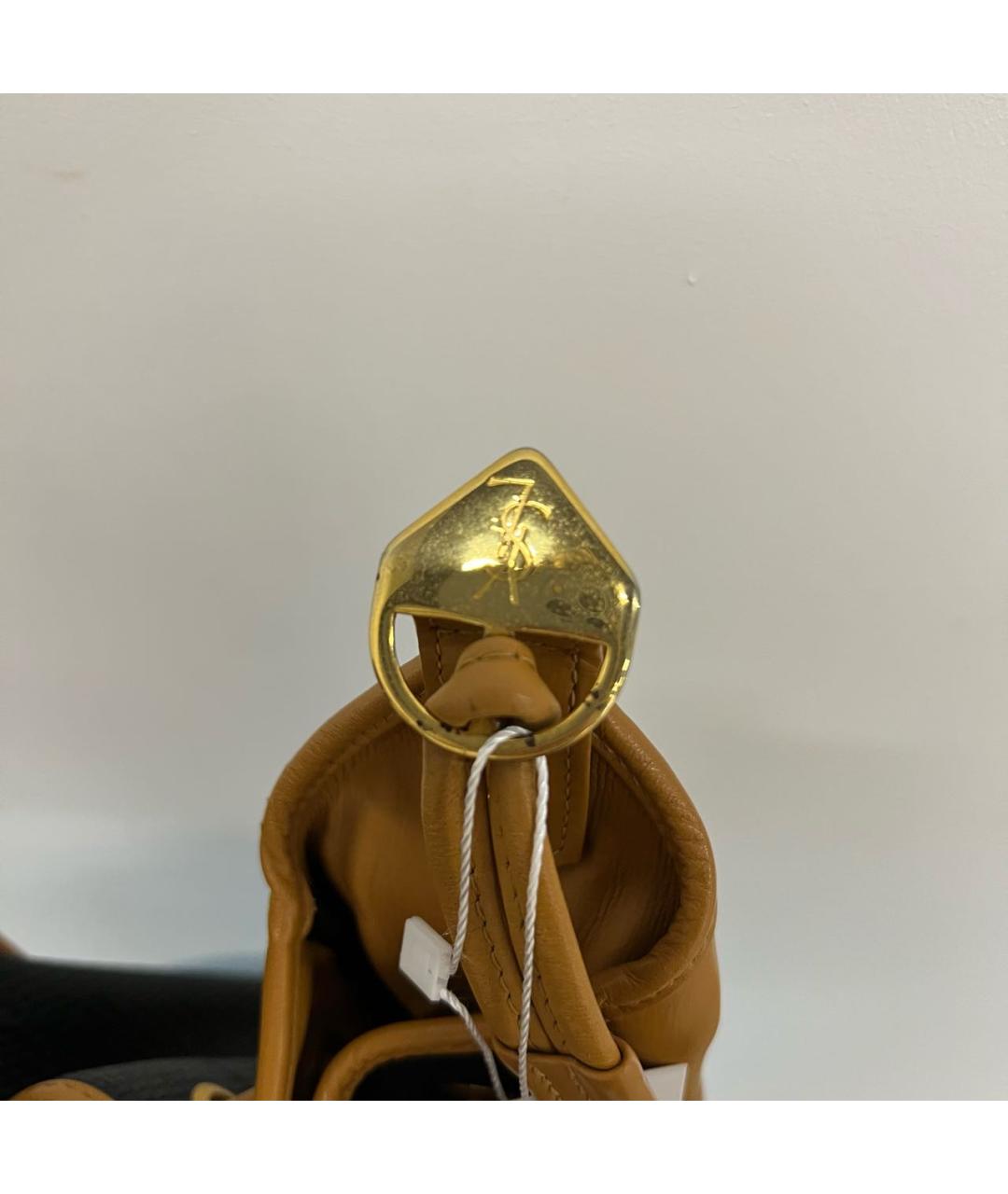 SAINT LAURENT Коричневая кожаная сумка через плечо, фото 6