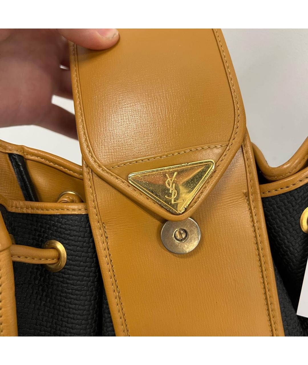 SAINT LAURENT Коричневая кожаная сумка через плечо, фото 5