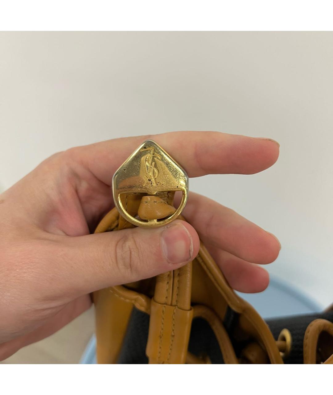 SAINT LAURENT Коричневая кожаная сумка через плечо, фото 7