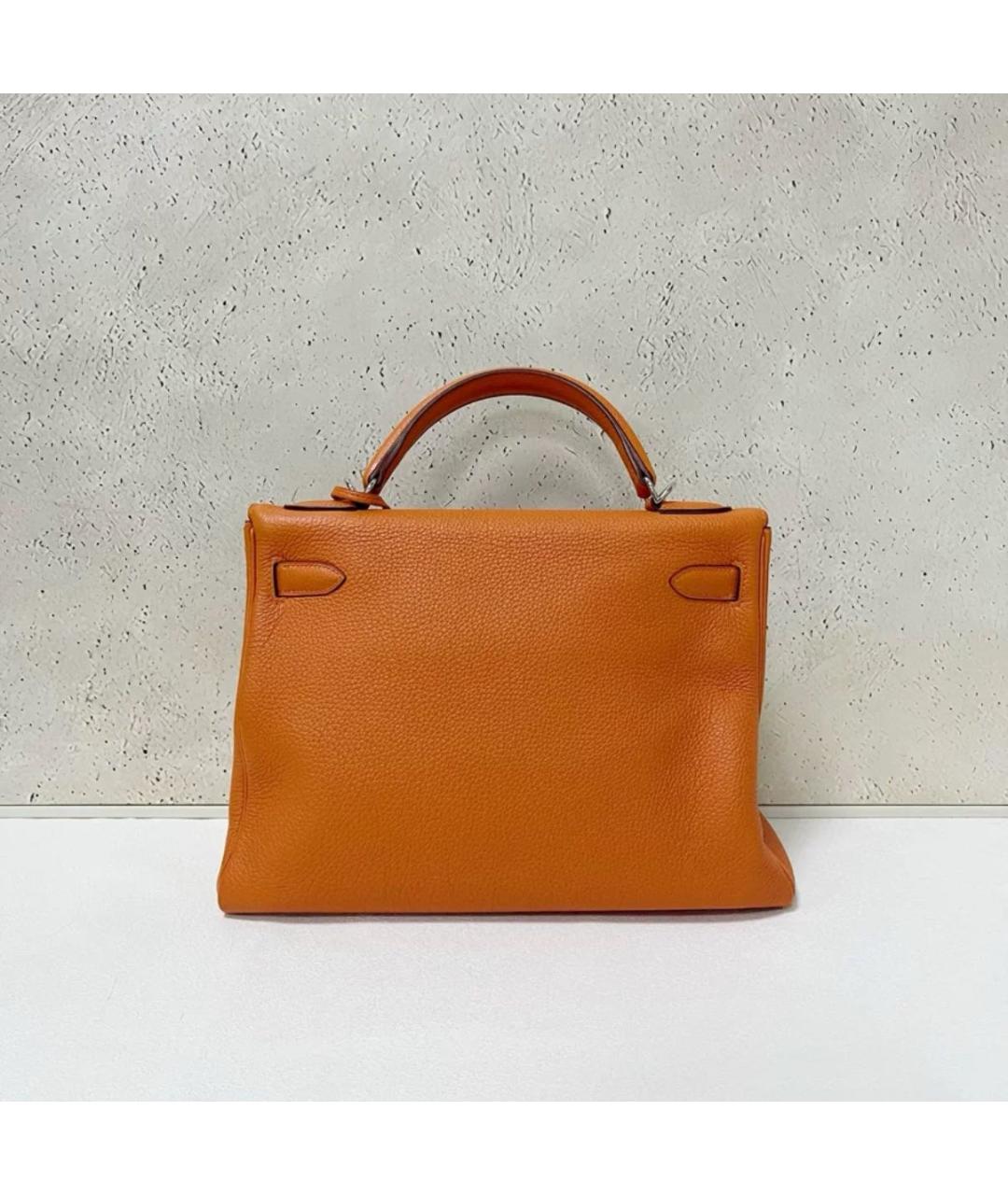 HERMES Оранжевая кожаная сумка с короткими ручками, фото 2
