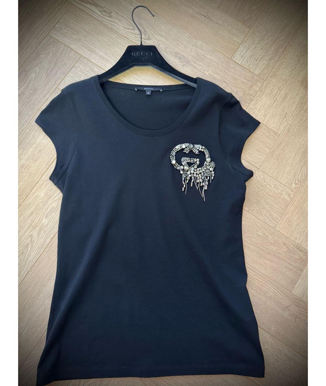 GUCCI Черная хлопковая футболка, фото 8