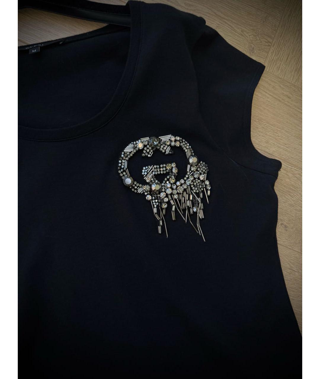 GUCCI Черная хлопковая футболка, фото 7