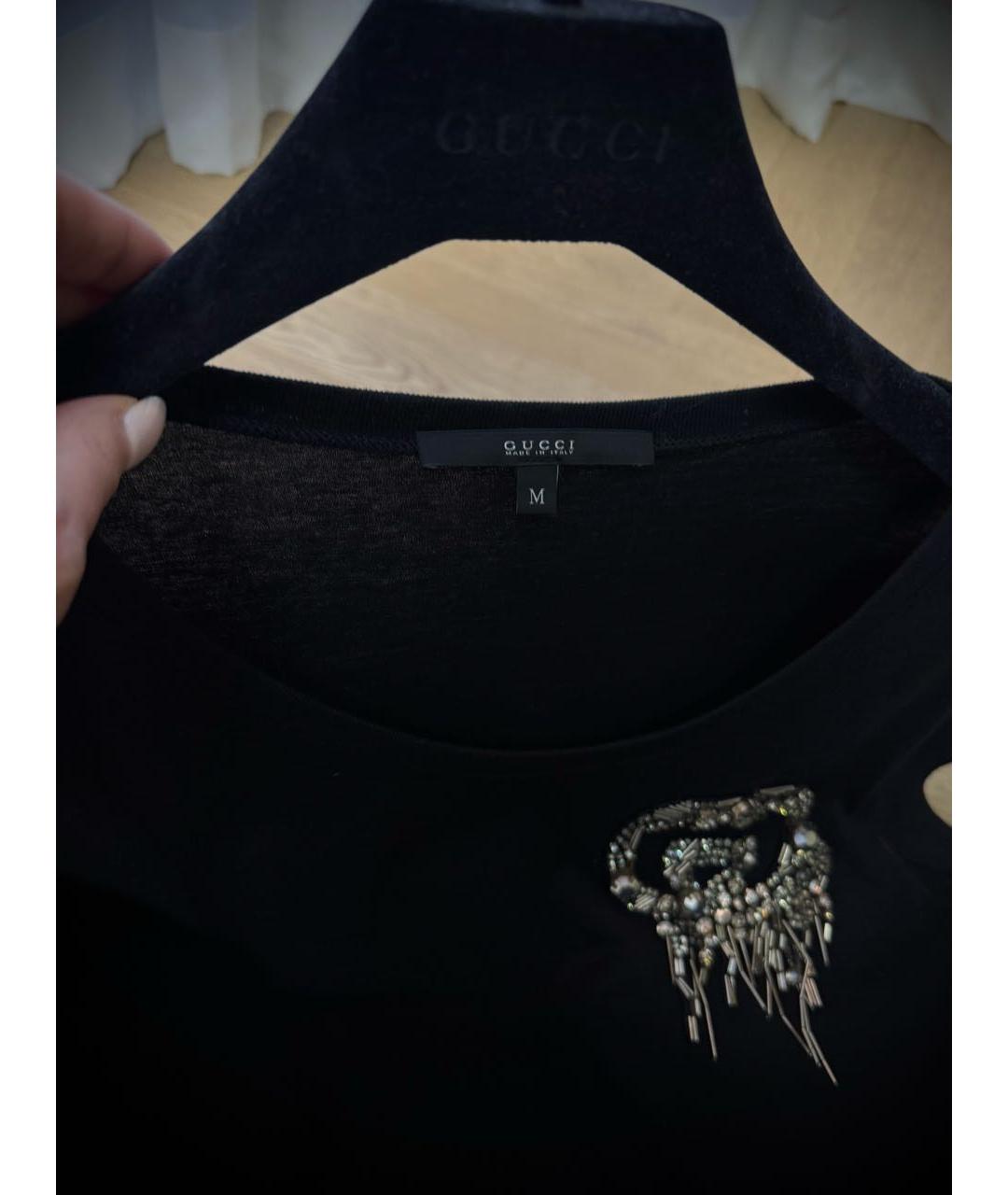 GUCCI Черная хлопковая футболка, фото 3