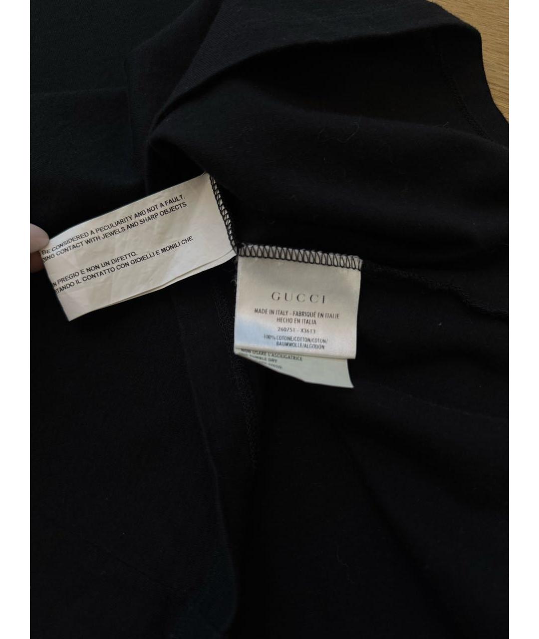 GUCCI Черная хлопковая футболка, фото 5
