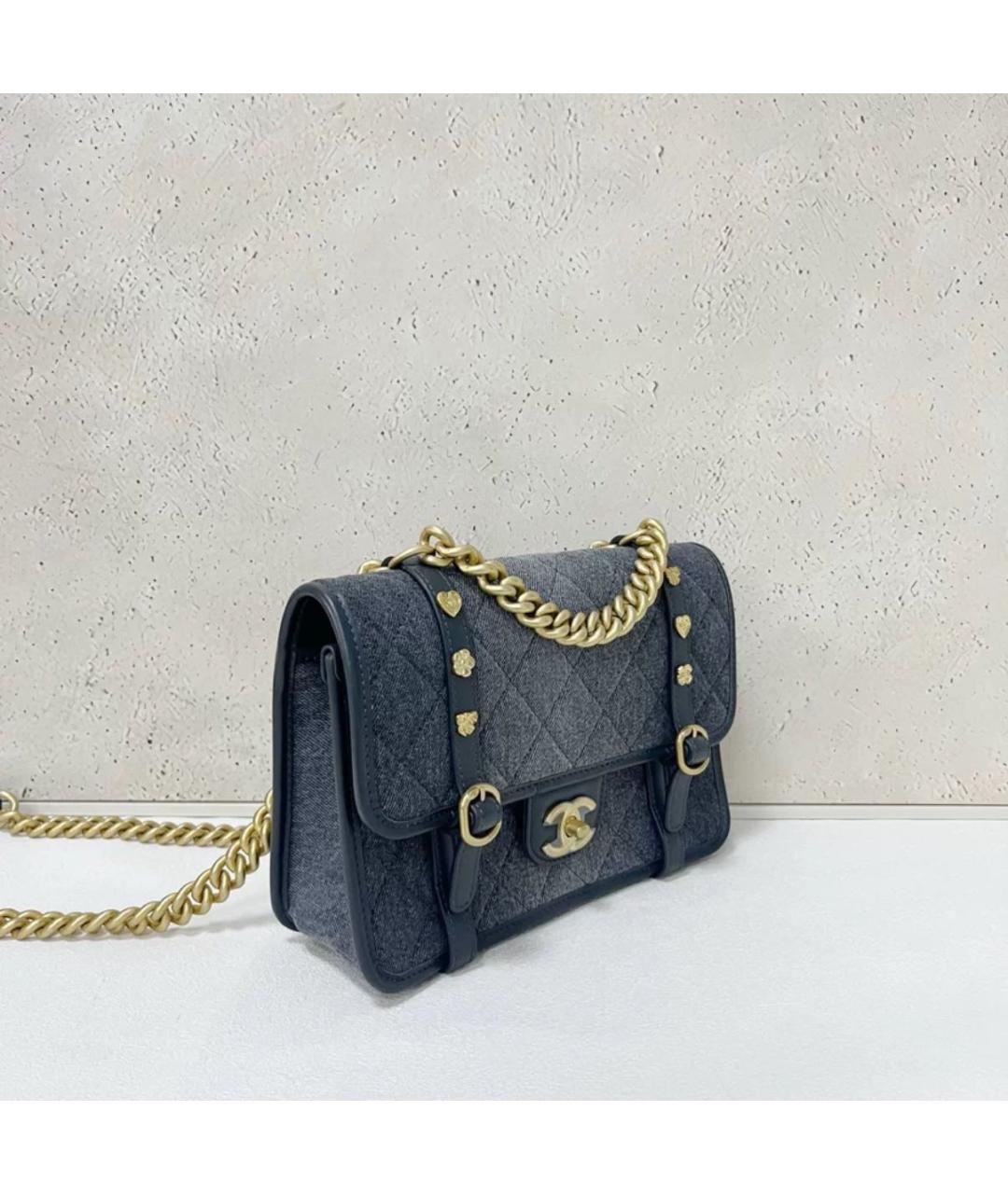 CHANEL Синяя деним сумка через плечо, фото 4