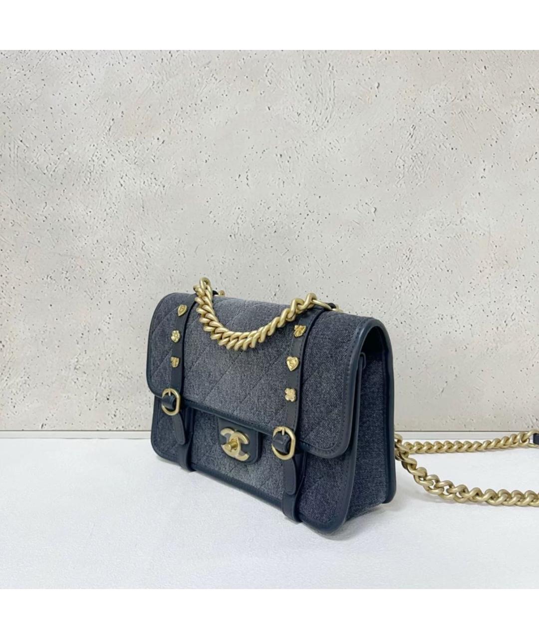 CHANEL Синяя деним сумка через плечо, фото 3