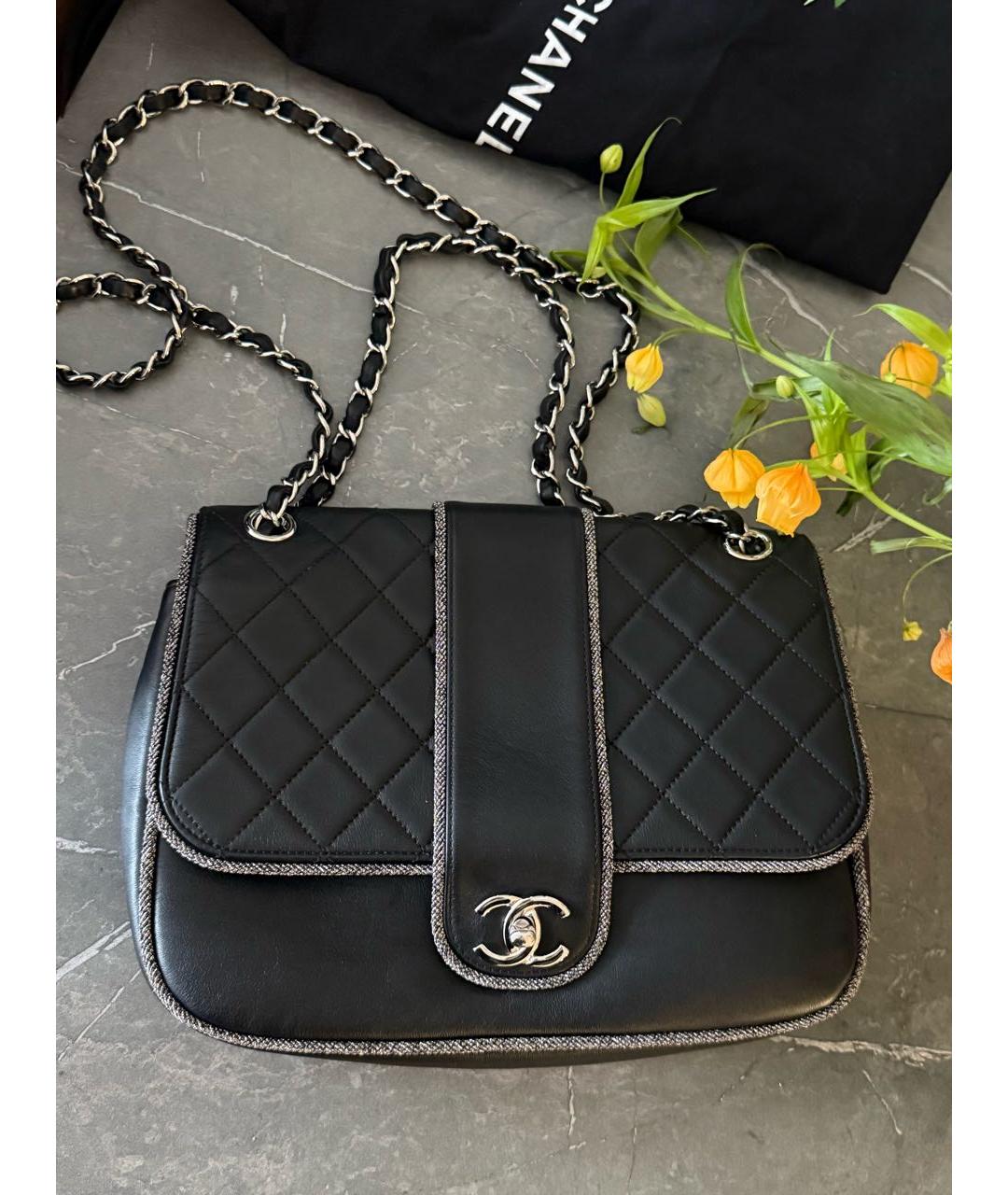 CHANEL Черная кожаная сумка через плечо, фото 9