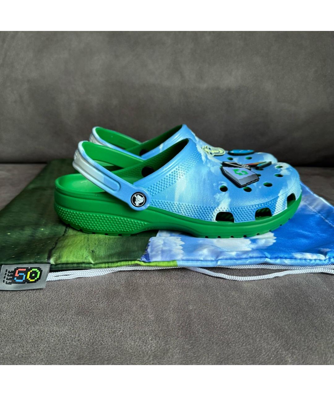 CROCS Зеленые резиновые шлепанцы, фото 5