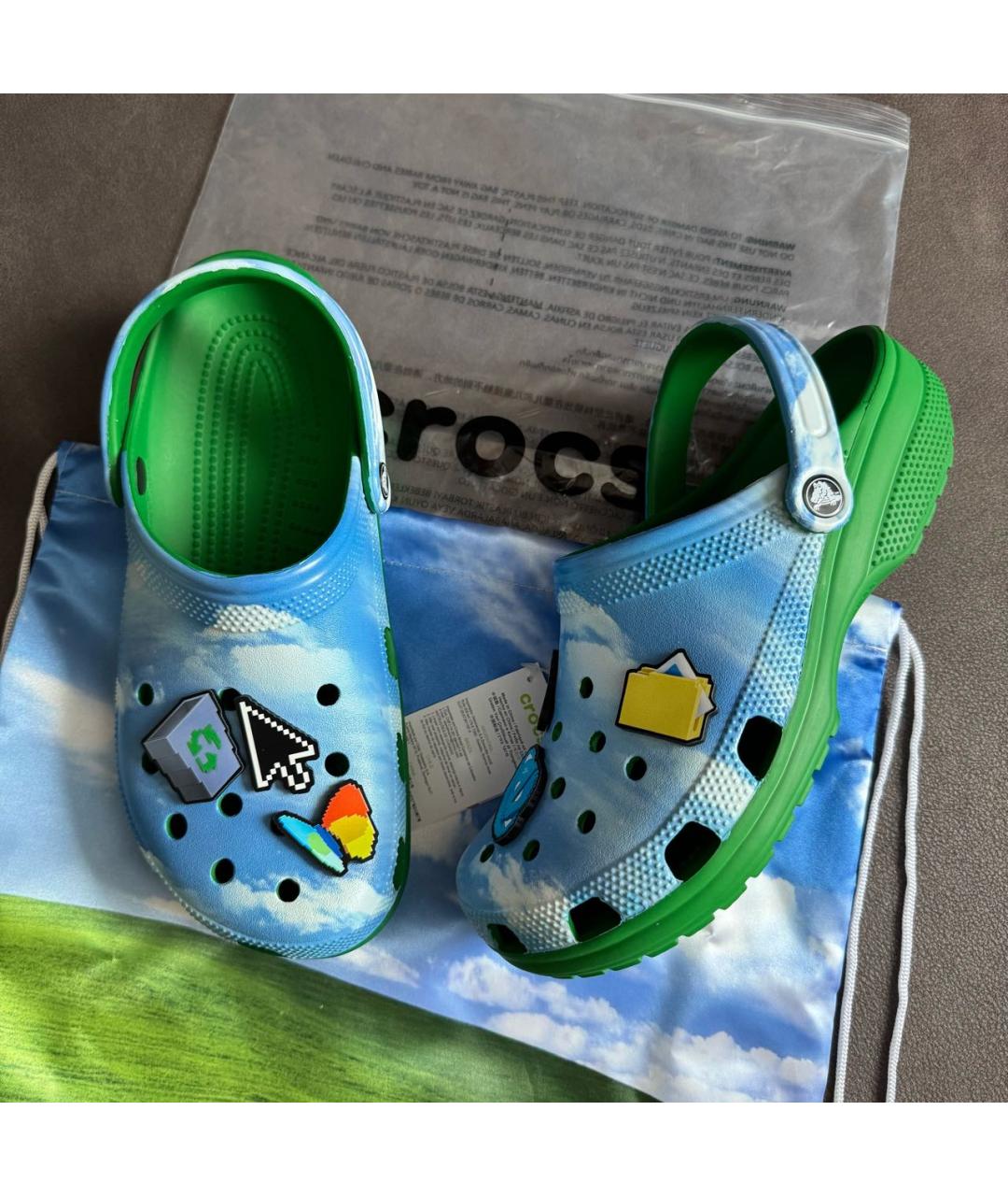 CROCS Зеленые резиновые шлепанцы, фото 6
