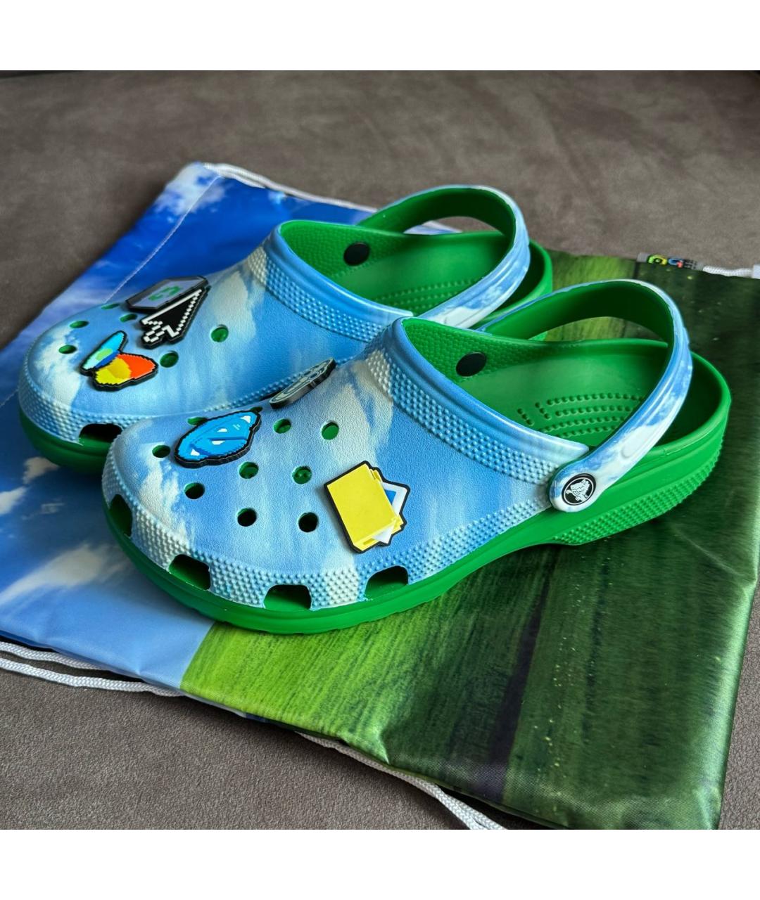 CROCS Зеленые резиновые шлепанцы, фото 4