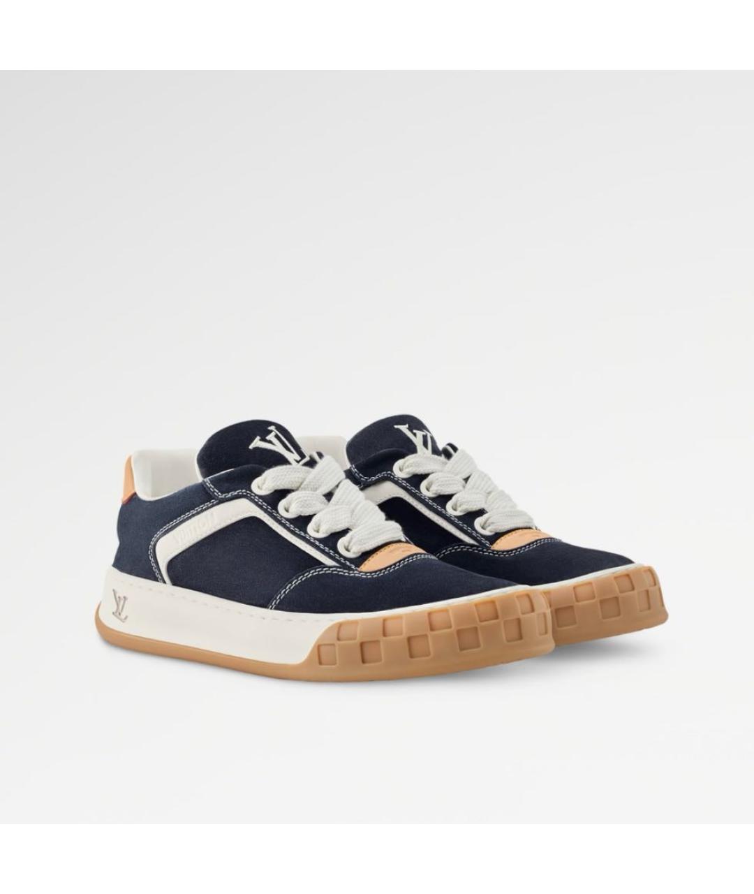 LOUIS VUITTON Темно-синие замшевые низкие кроссовки / кеды, фото 2