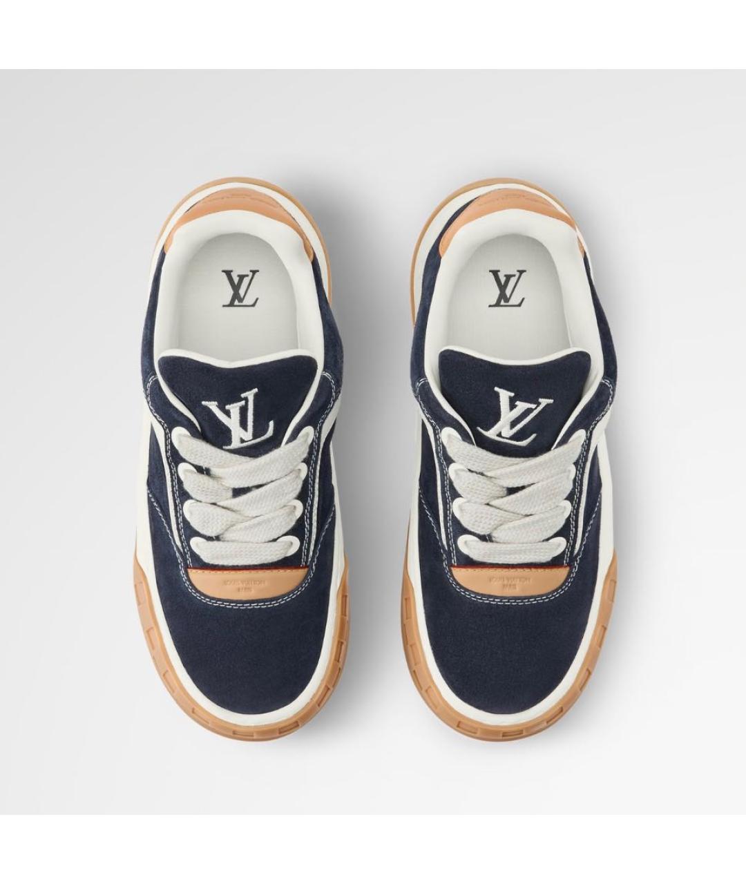 LOUIS VUITTON Темно-синие замшевые низкие кроссовки / кеды, фото 4