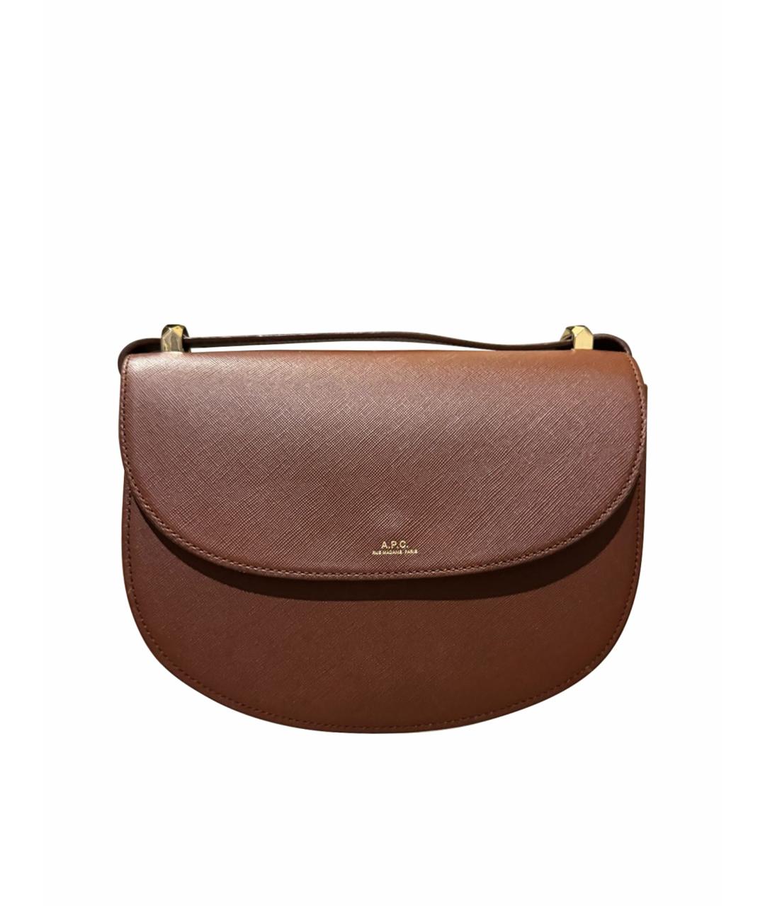 A.P.C. Коричневая кожаная сумка через плечо, фото 1