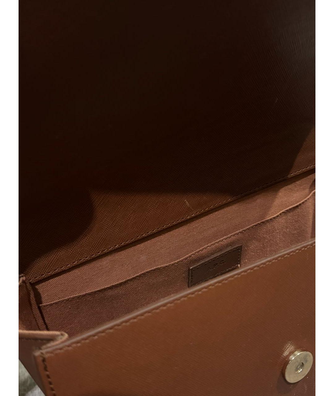 A.P.C. Коричневая кожаная сумка через плечо, фото 4
