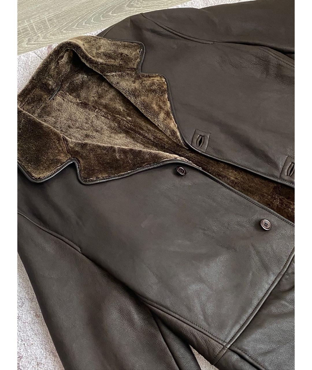 ERMENEGILDO ZEGNA XXX Коричневая кожаная дубленка/шуба, фото 5