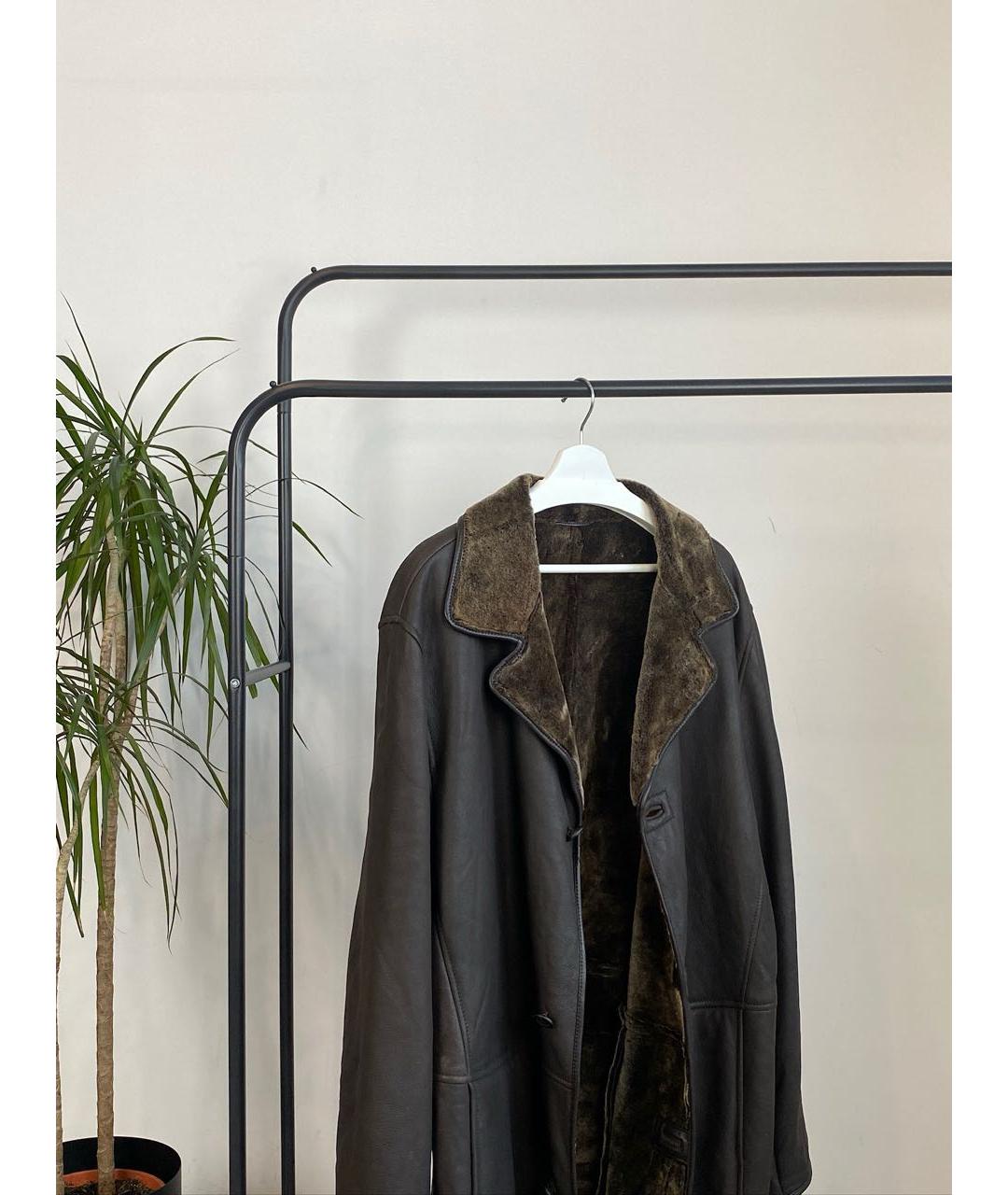 ERMENEGILDO ZEGNA XXX Коричневая кожаная дубленка/шуба, фото 6